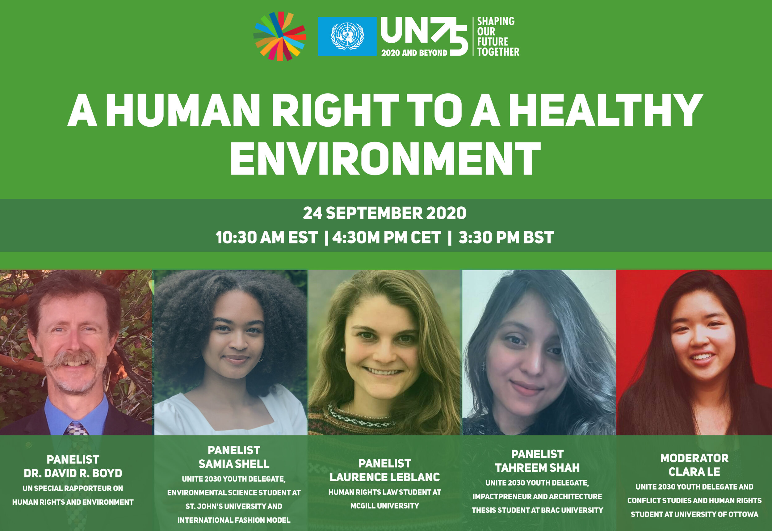 Flyer for the The Human Right to a Healthy Environment event.